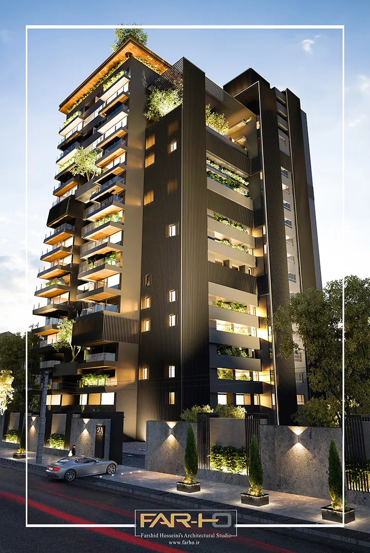 Afarinesh Tower in Shiraz, a FARHO architecture project in Shiraz, Iran.
