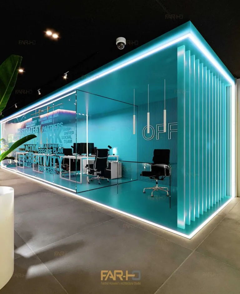 Design and construction Travel Agency, a FARHO architecture project in Shahrak Gharb / Tehran.