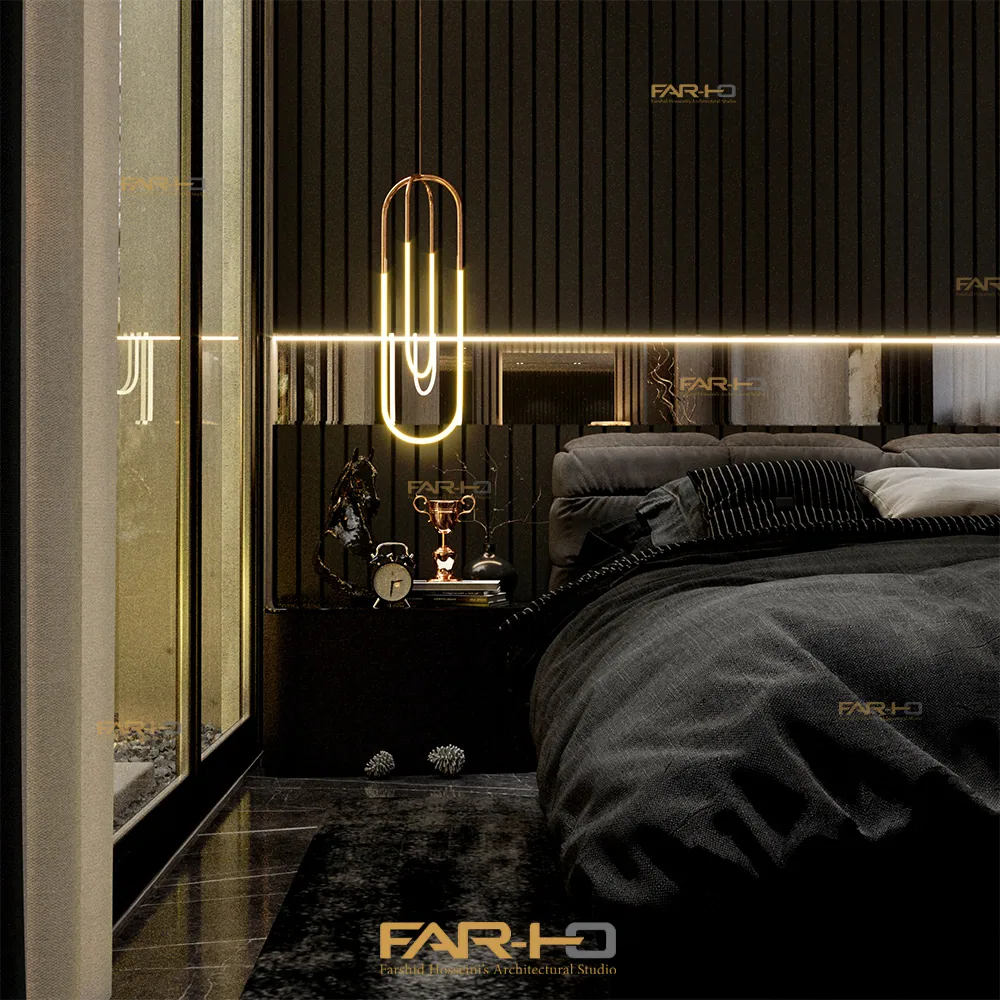 Master bedroom design project in Niavaran, a FARHO architecture project in Niavaran, Tehran.