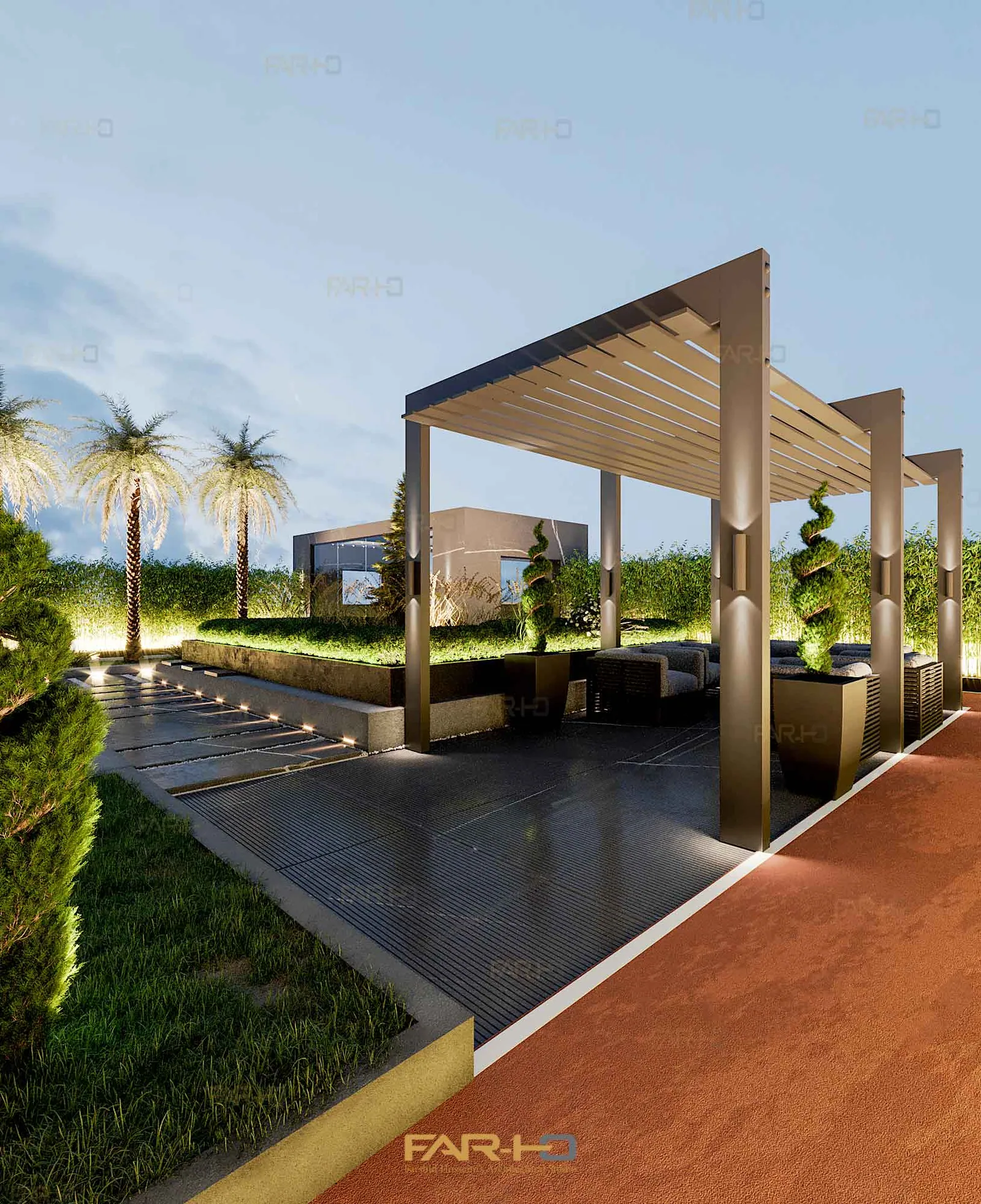 Roof garden design in Saadat Abad, a FARHO architecture project in Saadat Abad, Tehran.